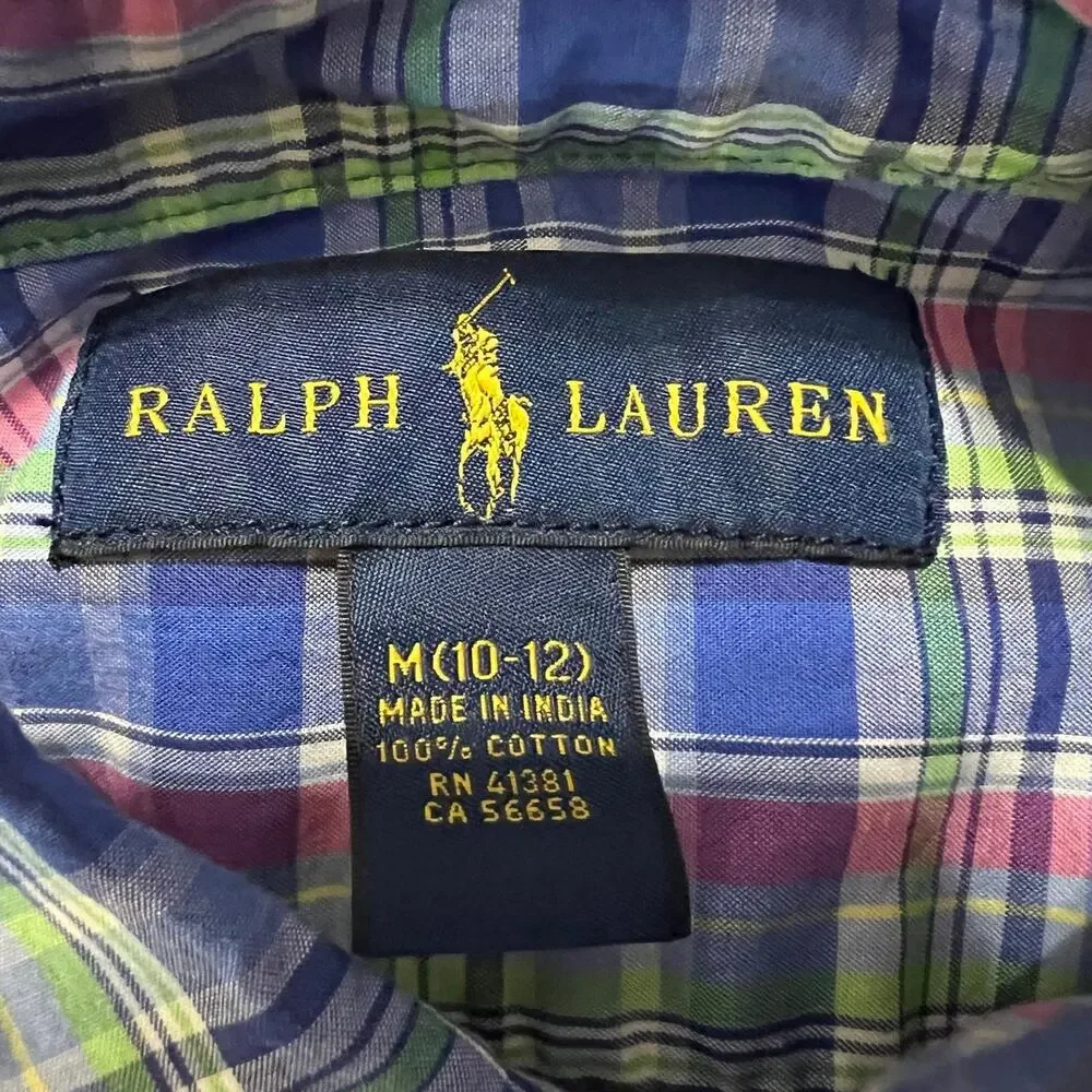 Ralph Lauren Boy's Plaid Button Down Shirt size 10/12